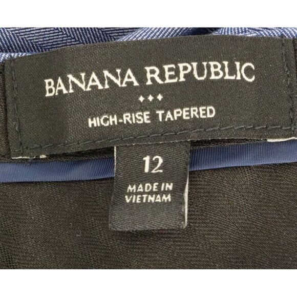 Banana Republic Dress‎ Pants Pleated Tapered Womens 12 Blue Herringbone Pockets - Picture 6 of 7